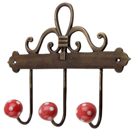 Red White Dot Ceramic Iron Hooks